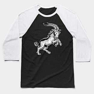 Goat Blackwork Minimal Baseball T-Shirt